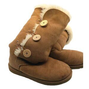 UGG Bailey Triplet Women's Boots Chestnut Suede Size 10.5 Sheepskin Line